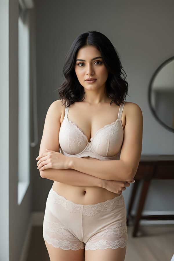 4Pis Ring-Safe Premium Lace Foam Bra Panty  Combo Set  free - Image 3