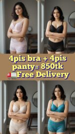 4Pis Ring-Safe Premium Lace Foam Bra Panty  Combo Set  free