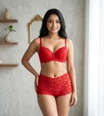 4Pis Ring-Safe Premium Lace Foam Bra Panty  Combo Set (Copy) - Image 2