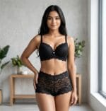 4Pis Ring-Safe Premium Lace Foam Bra Panty  Combo Set (Copy) - Image 4